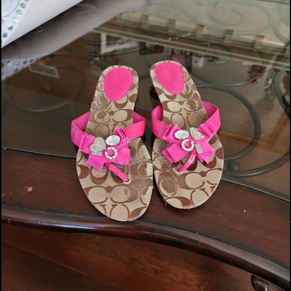 Coach Pink and Brown Sandals